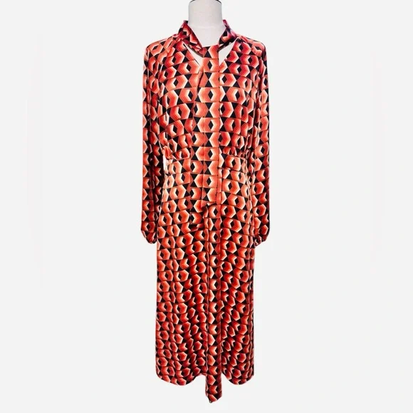 Worthington Long Sleeve Geometric Fit + Flare Dress Pockets! Size Small New - Picture 4 of 9